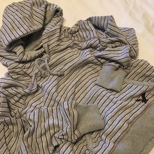 American Eagle Grey Striped Hoodie
